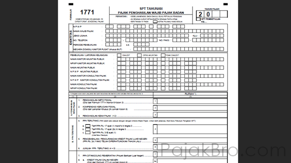 Contoh SPT Badan 1771